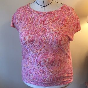 Talbots 2X cotton paisley short-sleeve tee.